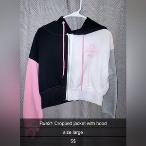 Rue21 Cropped long sleeve jacket with hood size large